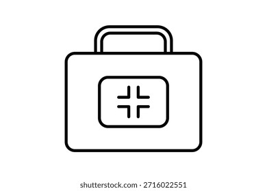 Ícone do kit de primeiros socorros. Adequado para projetos médicos. Ícone de linha, perfeito para interface do usuário, aplicativos móveis, sites, apresentações e infográficos. Totalmente editável e otimizado para uso digital e de impressão