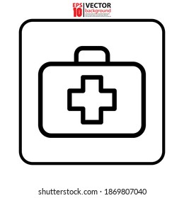 Símbolo del icono del kit de primeros auxilios. Concepto vectorial de icono médico. Ilustración vectorial Eps10.