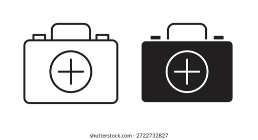 Símbolo del icono del kit de primeros auxilios. Vector EPS 10. icono de línea y glifo