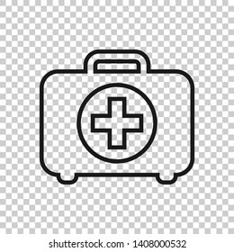 First aid kit icon in transparent style. Health, help and medical diagnostics vector illustration on isolated background. Doctor bag business concept.