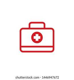 First aid kit icon vector. Medical bag for health symbol. Simple design on white background.