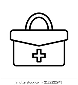 first aid kit icon. vector medical bag icon illustration isolated on White background.
