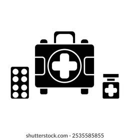 Vector del icono del kit de primeros auxilios sobre fondo blanco