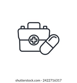 first aid kit icon. vector.Editable stroke.linear style sign for use web design,logo.Symbol illustration.