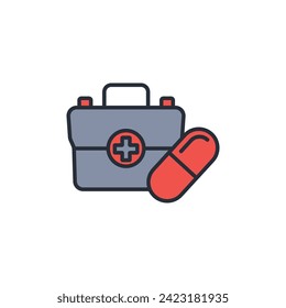 first aid kit icon. vector.Editable stroke.linear style sign for use web design,logo.Symbol illustration.