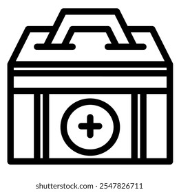 First aid kit icon with white solid background