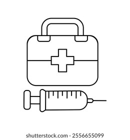 first aid kit icon with white background vector stock illustration