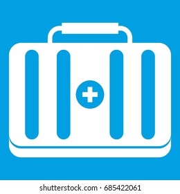 First aid kit icon white isolated on blue background vector illustration