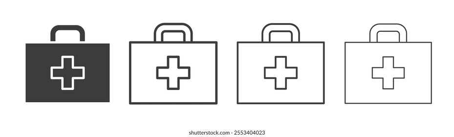 First aid kit icons collection. vector set in black color