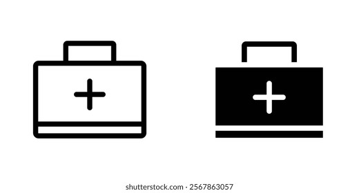 First aid kit icons collection in Filled flat and thin line style.