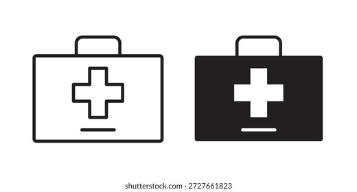 Erste-Hilfe-Kit Icons Sammlung. Dünne lineare und schwarze flache Symbole
