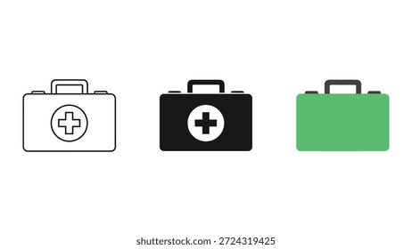 Ícones do kit de primeiros socorros em diferentes estilos e cores