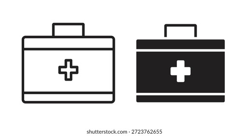 First aid kit icons in filled, thin line, outline and strokes