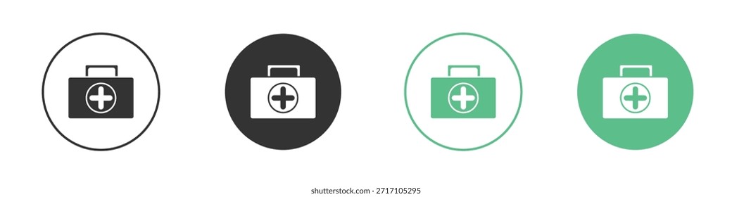 First aid kit icons, Line and Silhouette Icon Set.