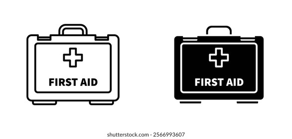 First aid kit icons in outline and fill. vector illustration for ui.