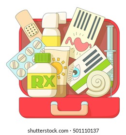 First aid kit icons set. Flat illustration of first aid kit vector icons for web