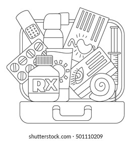 First aid kit icons set. Outline illustration of first aid kit vector icons for web