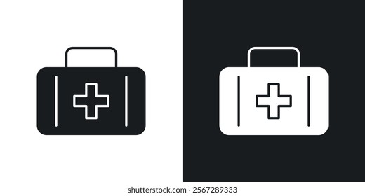 First aid kit icons in solid black and white colors