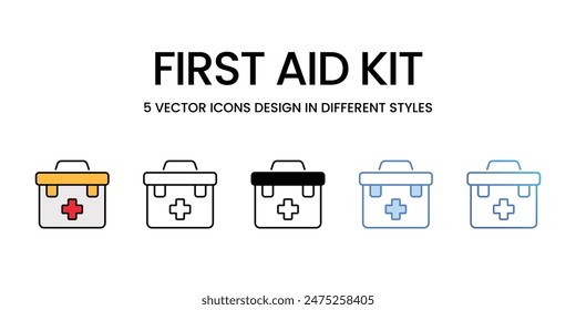First Aid Kit icons vector set stock illustration.