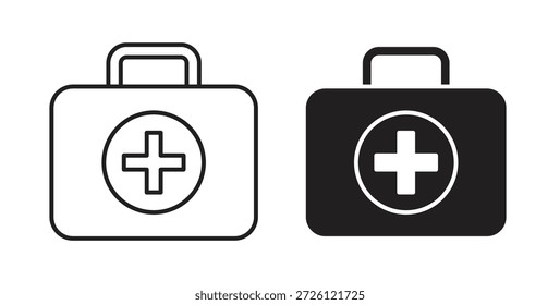 Iconos del kit de primeros auxilios símbolo de Vector con trazo editable y versiones planas