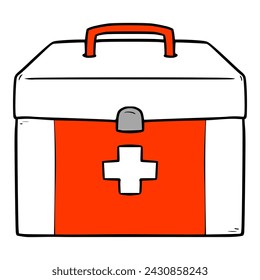 first aid kit illustration hand drawn colored vector