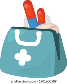 Kit de primeros auxilios, ilustración, vector sobre fondo blanco.