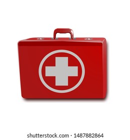 First aid kit isolated on white background. Isometric