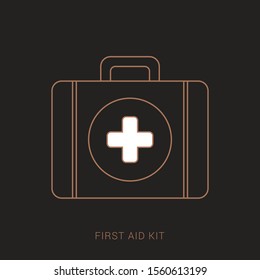First aid kit isolated on brown background