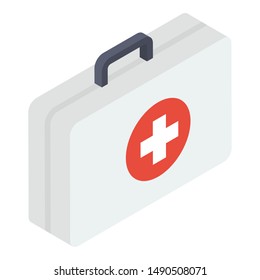 First Aid Kit Isometric Icon 