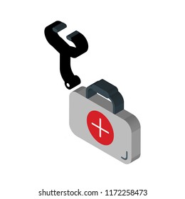 First aid kit isometric left top view 3D icon