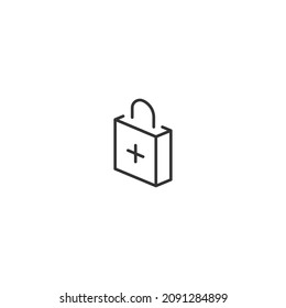 first aid kit isometric line icon, editable stroke icon