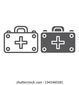 First aid kit line and glyph icon, medicine and emergency, medical box sign, vector graphics, a linear pattern on a white background, eps 10.