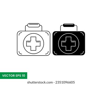 Erste Hilfe-Kit-Linie und Symbole-Design Vektorgrafik