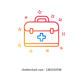 First aid kit line icon. Medical case sign. Gradient design elements. Linear first aid icon. Random shapes. Vector