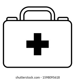 First aid kit line icon. Medical bag. Vector graphics