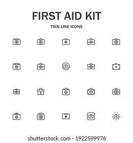 First aid kit line icon set. Collection of modern signs for web design and mobile app. Medical pictograms. Black icon on white background. Collection of high-quality outline logo
