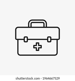 First aid kit line icon. Medical bag symbol. Emergency aid bag icon.