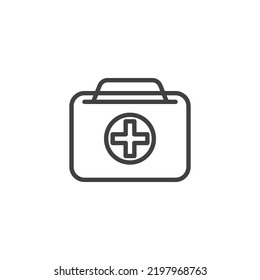 First aid kit line icon. linear style sign for mobile concept and web design. Medical box outline vector icon. Symbol, logo illustration. Vector graphics