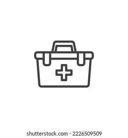 First aid kit line icon. linear style sign for mobile concept and web design. Medical bag outline vector icon. Symbol, logo illustration. Vector graphics