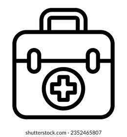 First aid kit line icon, Medical concept, Medical Kit sign on white background, First aid box with cross icon in outline style mobile concept web design. Vector graphics.