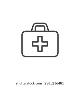 Icono de línea del kit de primeros auxilios. signo de estilo lineal para concepto móvil y diseño web. Icono vectorial del contorno de la bolsa médica. Símbolo, ilustración del logotipo. Gráficos vectoriales