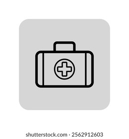 First aid kit line icon. Medical briefcase with cross, doctors case and instruments outline sign. Medicine and healthcare concept. Vector illustration, symbol element for web design and apps