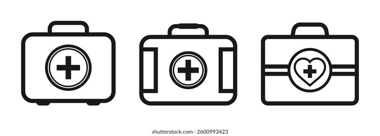 First aid kit line icon. A simple medical case symbol for healthcare applications. Clean vector in isolated line style.