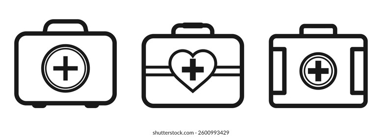 First aid kit line icon. A simple medical case symbol for healthcare applications. Clean vector in isolated line style.