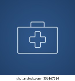 Icono de línea del kit de primeros auxilios para web, móviles e infografías. Icono azul claro del vector aislado en fondo azul.
