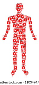 First aid kit man avatar. Vector first aid kit icons are combined into human composition.
