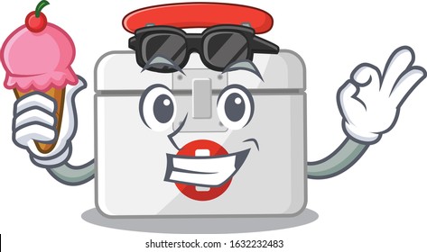 First aid kit mascot cartoon design with ice cream
