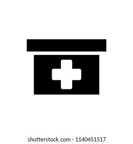 First aid kit, medical bag icon.