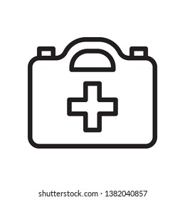 First aid kit, medical box icon in trendy outline style design. Vector graphic illustration. Firts aid kit icon for website design, logo, app, and ui. Editable vector stroke. Pixel perfect. EPS 10.