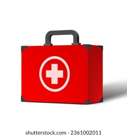 First Aid Kit Medical Case Isolated On White Background. EPS10 Vector